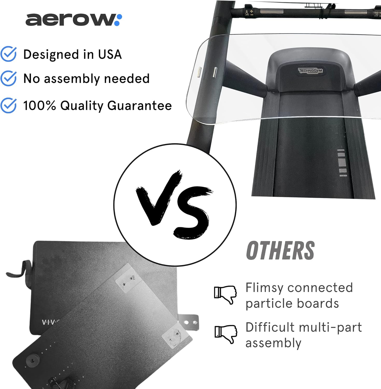Aerow Treadmill Desk Attachment - Clear Laptop Stand for Treadmill - Fits All Treadmill Widths Pack of 2