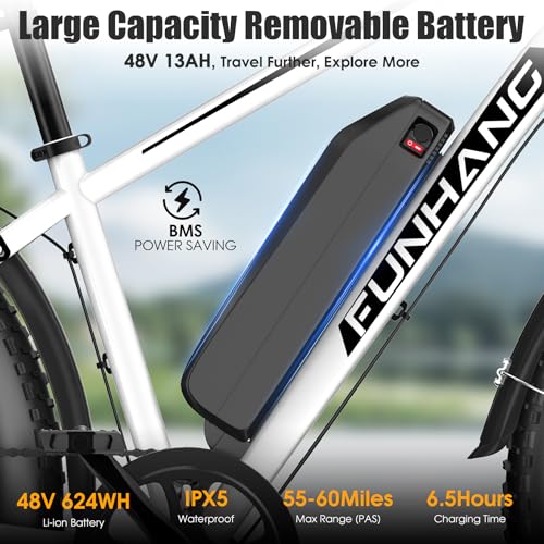 Electric Bike for Adults, Peak 1000W Ebike, 25MPH 60Miles Electric Mountain Bike, 26" Fat Tire Adult Electric Bicycle with 48V 13AH Battery, Rear Rack, 7 Speed, Front Suspension, Turn Signal
