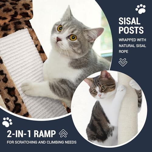 Allewie 68 Inches Cat Tree/House and Towers for Big Feline/Scratching Post/Multi-Level Large Kitty Climbing Tree with Condo/Smokey Grey