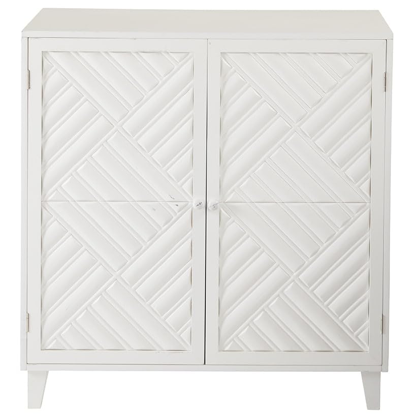 The Lakeside Collection 2-Door Cabinet with Chevron Design - White