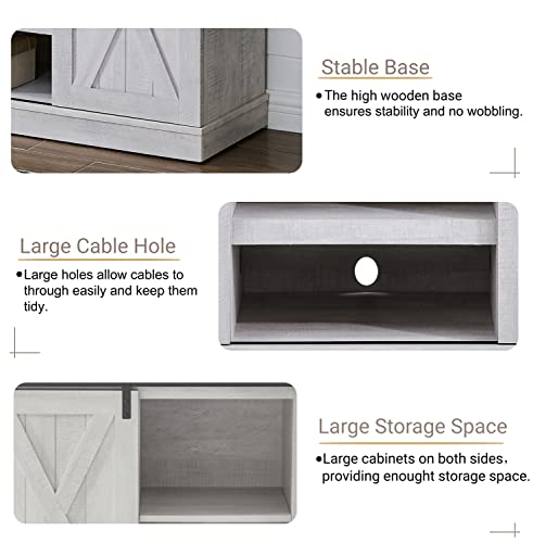 EDYO LIVING Farmhouse TV Stand for 65 Inch TV, Wood TV Stand with Sliding Barn Door, Entertainment Center with Storage Cabinet, Rustic Media Console for Living Room Bedroom, Rustic Oak