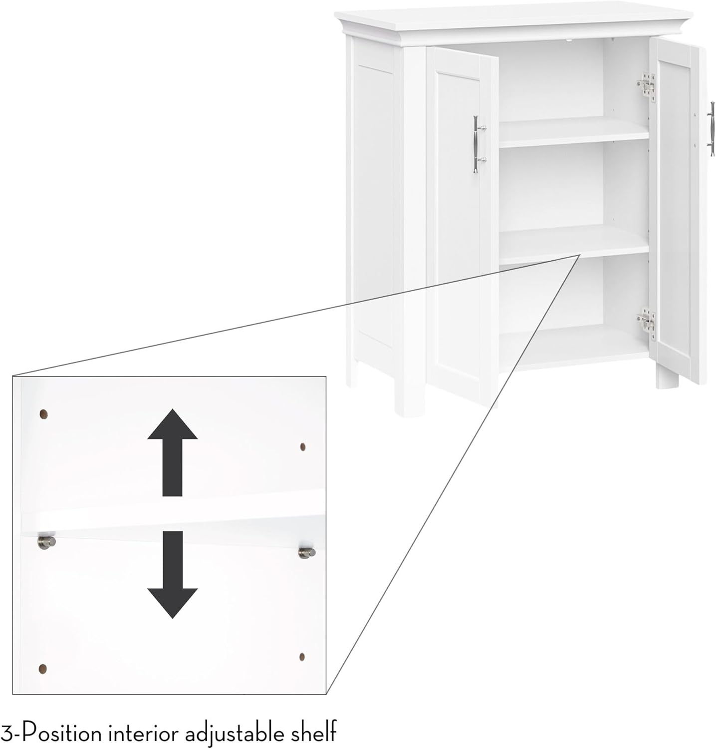 RiverRidge Home Somerset Two-Door Floor White bathroom storage cabinet, one-size