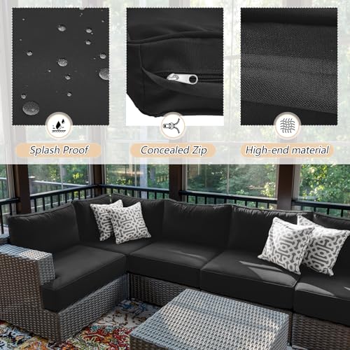 Patelai 14 Pieces Outdoor Cushion Slipcovers Outdoor Patio Cushion Covers Replacement Outdoor Sectional Cushion Covers Seat Cushion Coves for Outdoor Patio Furniture, Covers Only (Beige)