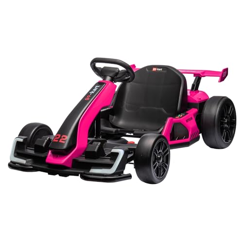 24V Electric Go Kart,300W Powerful Drift Kart for Kids, Electric Pedal Kart,with 300W Strong Motor, Drift/Sport Mode, Big Battery, Eva Tire,Length Adjustmen for Outdoor Racing Toy-White
