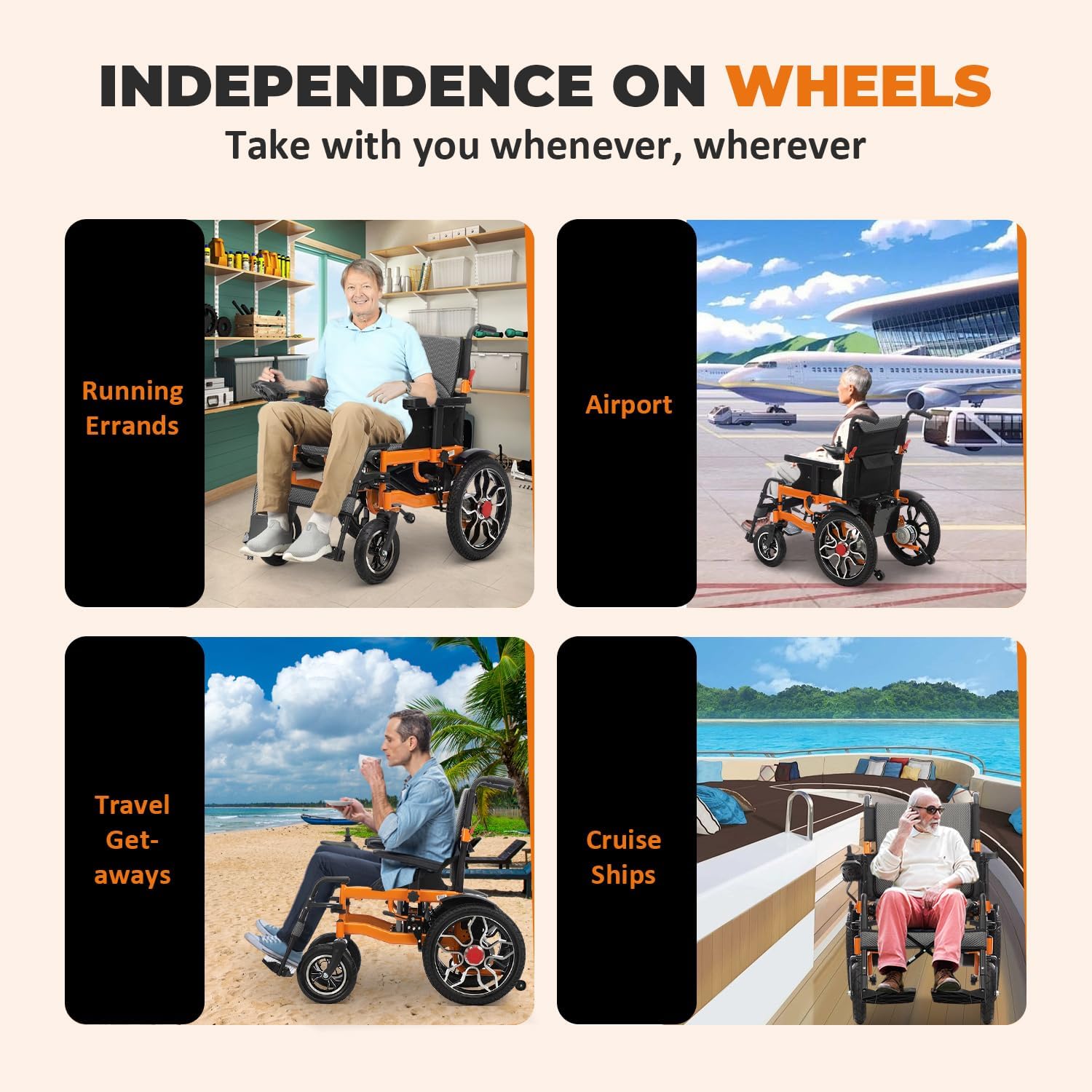 Lightweight Foldable Electric Wheelchairs for Adults,21in Wider Electric Wheelchair,Intelligent Power Wheelchair,500W All Terrain Motorized Wheelchair,Compact Portable Wheelchair,Airline Approve