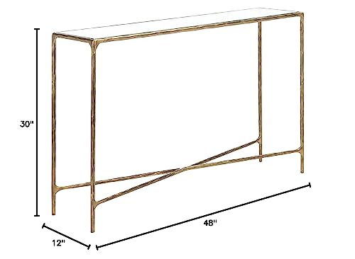 SAFAVIEH Couture Home Collection Jessa Silver Metal/Tempered Glass Top Entryway Living Room Rectangle Console Table (Fully Assembled) SFV9502B
