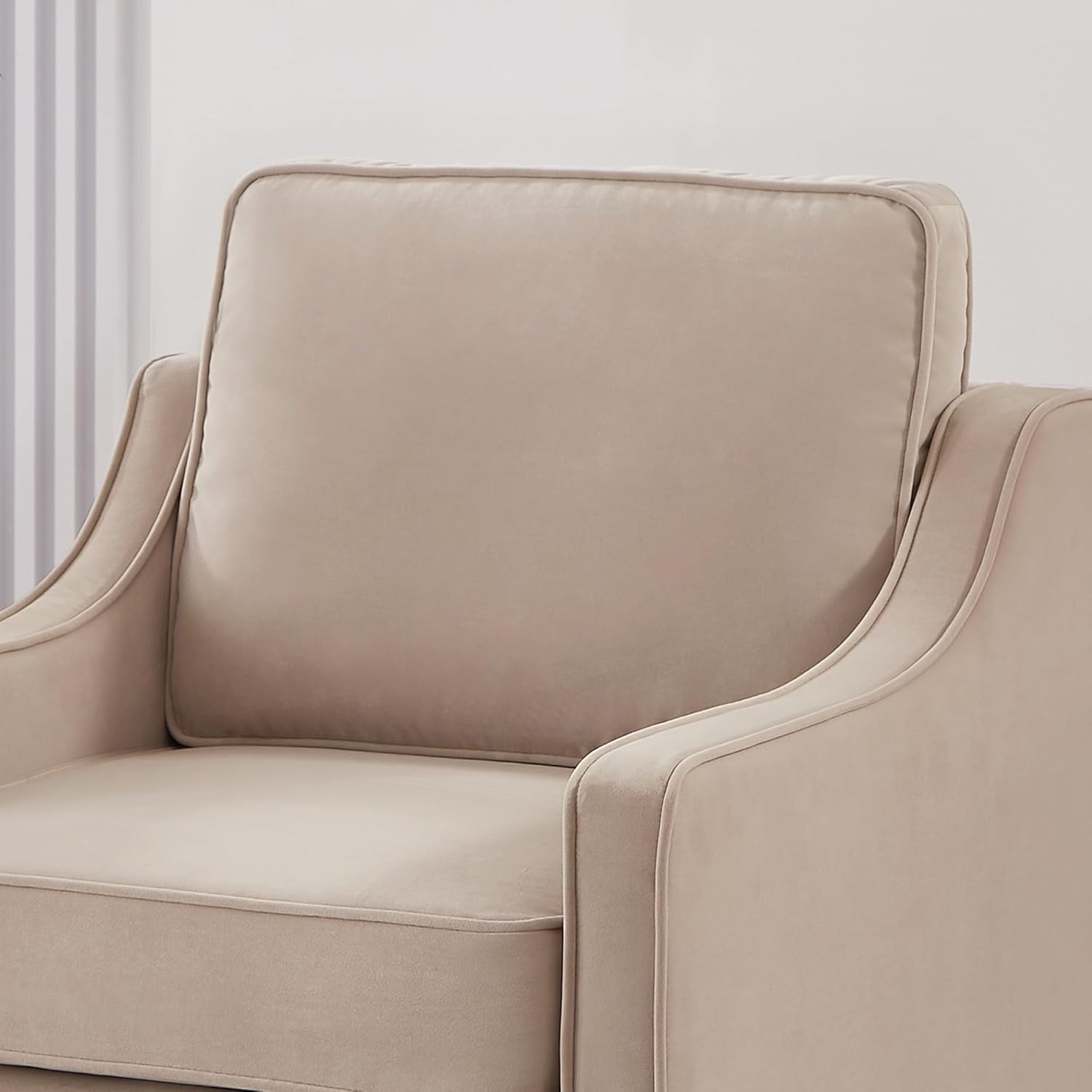 29" Modern Upholstered Velvet Accent Chair, Comfy Reading Armchair with Scooped Armrest, Living Single Seat Sofa with Wooden Legs for Bedroom,Apartment,Studio,Office,Waiting Room (Taupe)