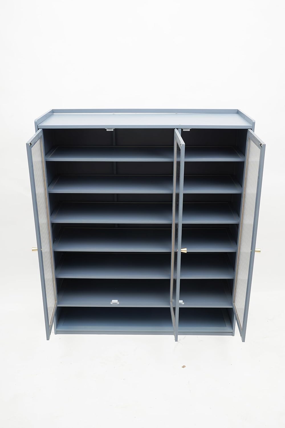 Shoe Cabinet Freestanding Rack Vertical 6-Tier Shoen Shelf Translucent Doors Convenient Handle Large Storage Space Fully Sealed Design For Entryway Closet Corner Doorway（ Haze Blue）For in The Hall