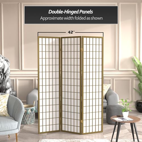 Red Lantern 6 ft. Tall Window Pane Shoji Screen-Natural-4 Panels Room Divider