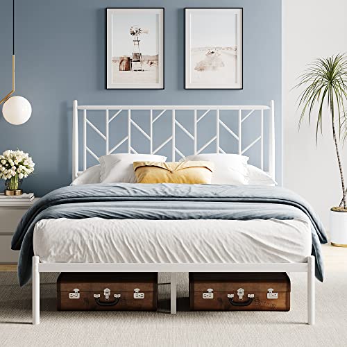 HOOMIC Queen Size Metal Platform Bed Frame with Headboard, Under Bed Storage, Noise Free, No Box Spring Needed, 12 Durable Ribs, Easy Assembly, Black