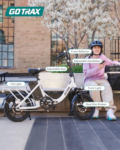 Gotrax 16" Folding Electric Bike, Max 28Miles Range(Pedal-Assist) & Speed 15.5Mph Power by Peak 500W, E-Bike with Removable Battery, Suspension & Adjustable Size, Commuter Bicycle for Adults/Teens