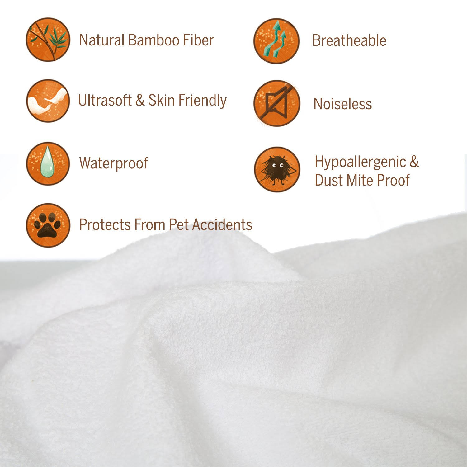 RUN2BED Premium Bamboo Mattress Protector Split Cal King Breathable Comfort with Cool, Noiseless Sleep SUPPORT, Cool Waterproof