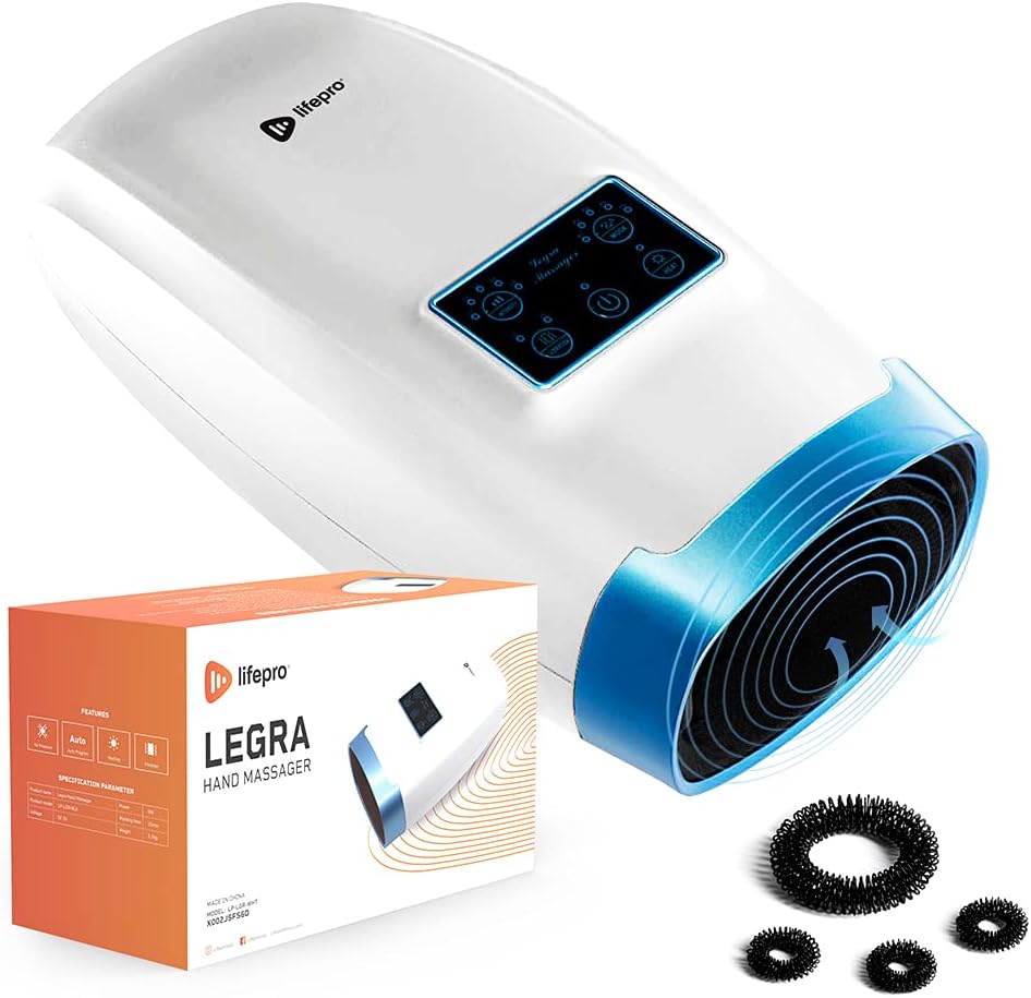 LifePro Hand Massager Machine with Heat, Cordless Electric Hand Massager for Arthritis and Carpal Tunnel, 5 Levels of Compression Massage and Intensity for Wrist, Palm, Numbness, Finger Pain (White)