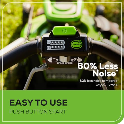Greenworks 60V 21” Cordless (Self-Propelled) Lawn Mower (LED Lights + Aluminum Handles), 2 x 4.0Ah Batteries and Dual Port Rapid Charger