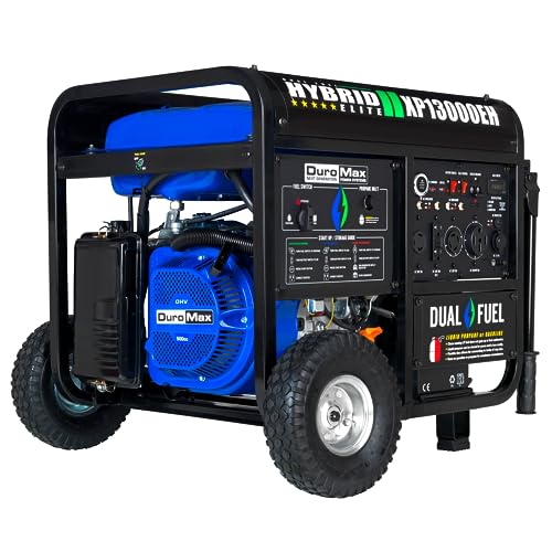 DuroMax XP12000EH 12,000-Watt Dual Fuel Portable Generator – Gas & Propane, Electric Start, Whole Home Backup Power, Transfer Switch Ready, RV & Emergency Ready