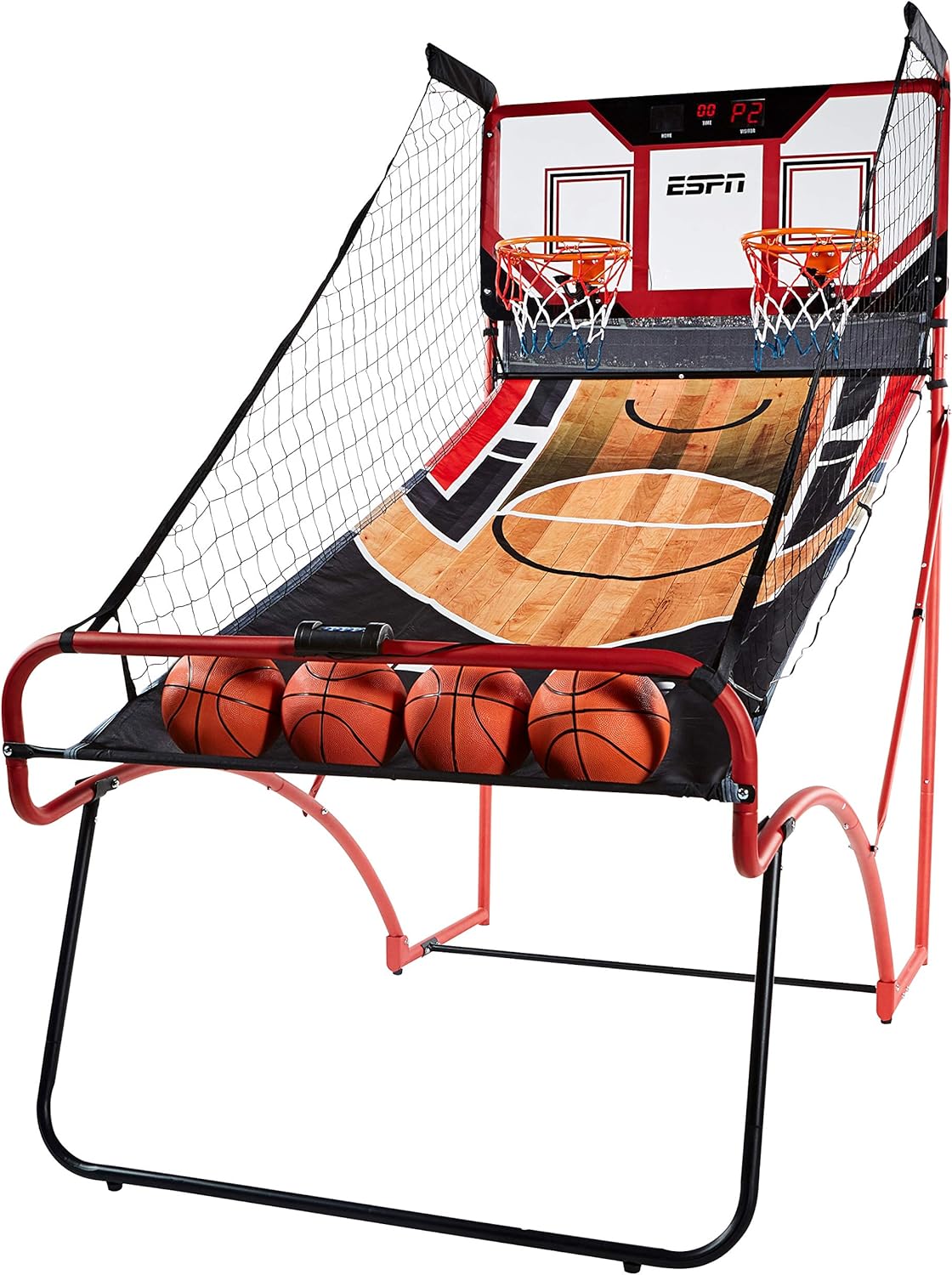 ESPN EZ Fold Indoor Basketball Game for 2 Players with LED Scoring and Arcade Sound Effects (6 Piece Set)