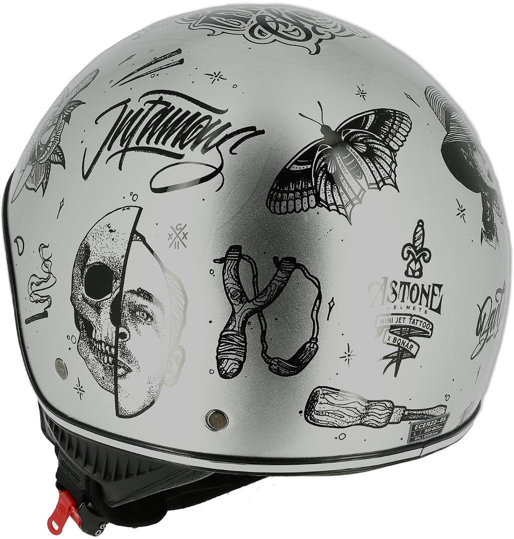Astone Mini 66 Flash Tattoo Jet Helmet Silver L