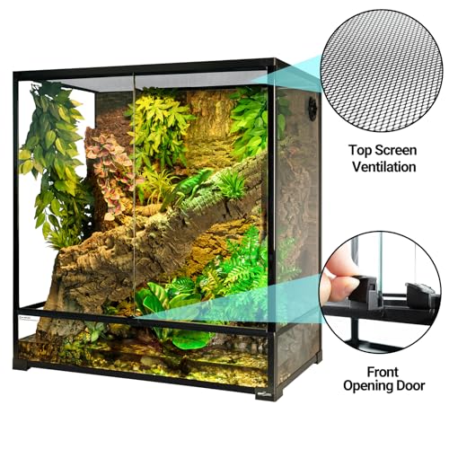 REPTI ZOO 100 Gallon Extra Tall Large Reptile Tank, 36x18x36 Vertical Reptile Terrarium with Mesh for Chameleon Arboreal Lizard Frog, Water-Land Turtle Tortoise Aqua Tank with Drainage Pipe