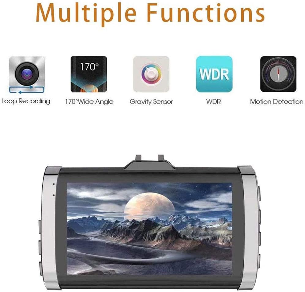 Dash Cam Dash Camera Double Recording Full 1080P HD Recording DVR Cam Video Recorder in Car Camera Dashcam for Cars 170 Wide Angle WDR with 3.0" LCD Display Night Vision Motion Detection G-Sensor