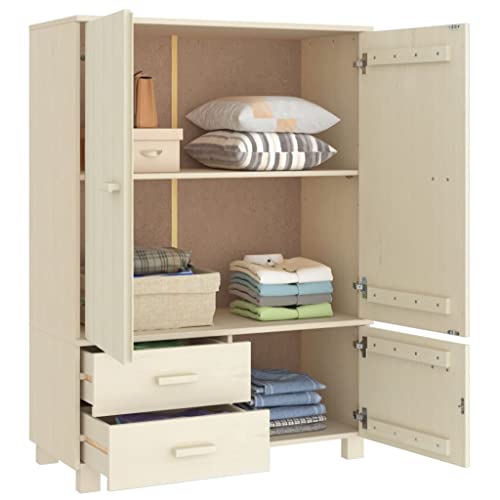 Wardrobe HAMAR Solid Wood Pine, Closet, Armoire, Storage for Coats, Shoes, and Accessories