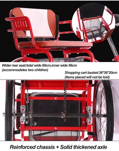 Folding Adult tricycles with Back seat,Elderly Rickshaw Pedals Tricycle,Cruiser Trike,3 Wheels Bicycles for Hanging Out and Traveling,Front and Rear Brakes