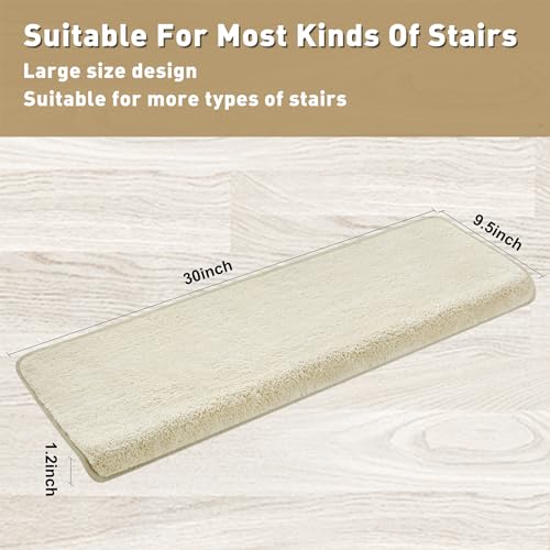 PURE ERA Carpet Stair Treads Ultra Plush Soft Bullnose Indoor Stair Protectors Pet Friendly Non-Slip Skid Resistant Tape Free Washable Reusable