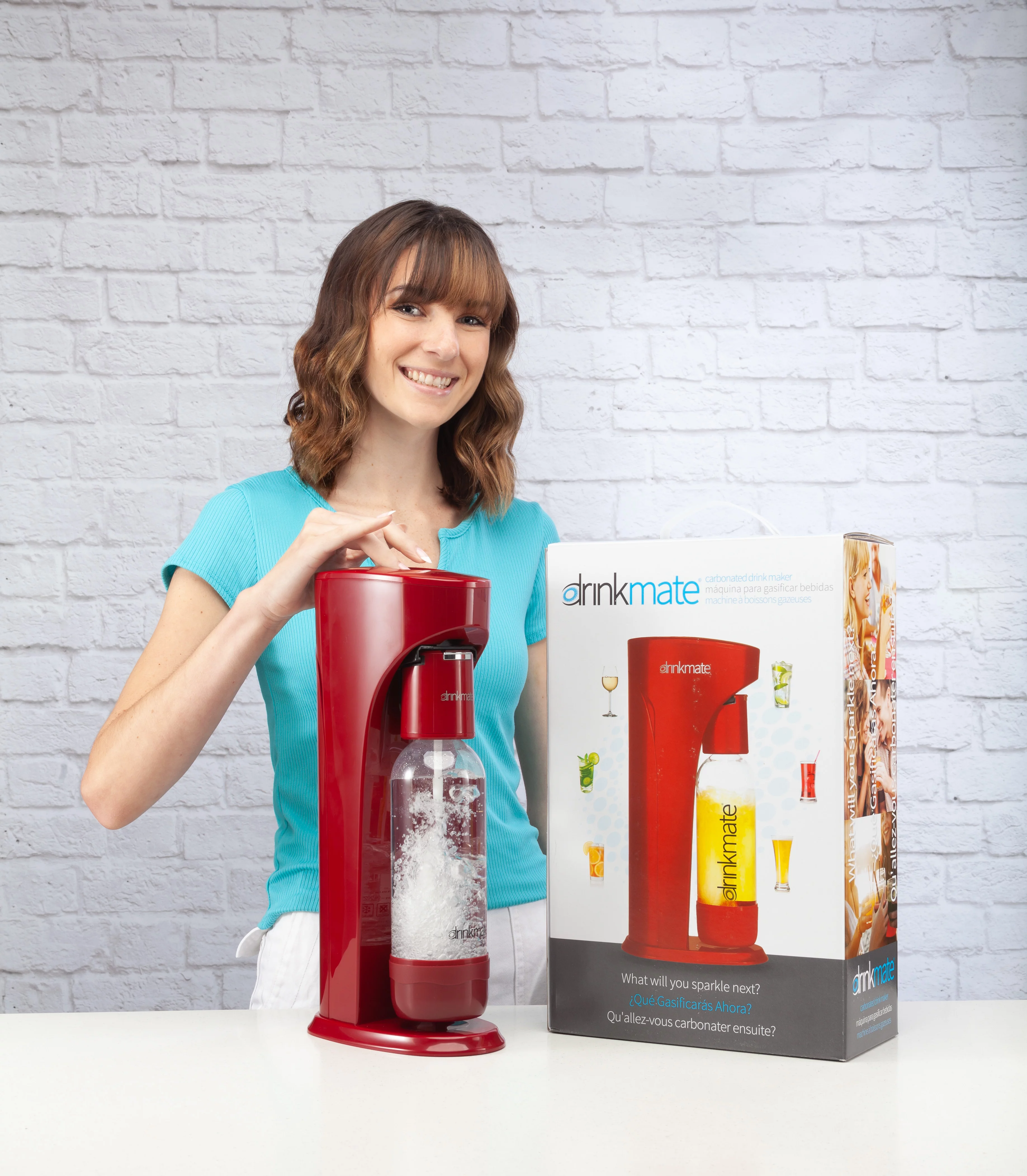 Drinkmate Sparkling Water and Soda Maker Ultimate Bundle, Carbonates Any Drink, Royal Red