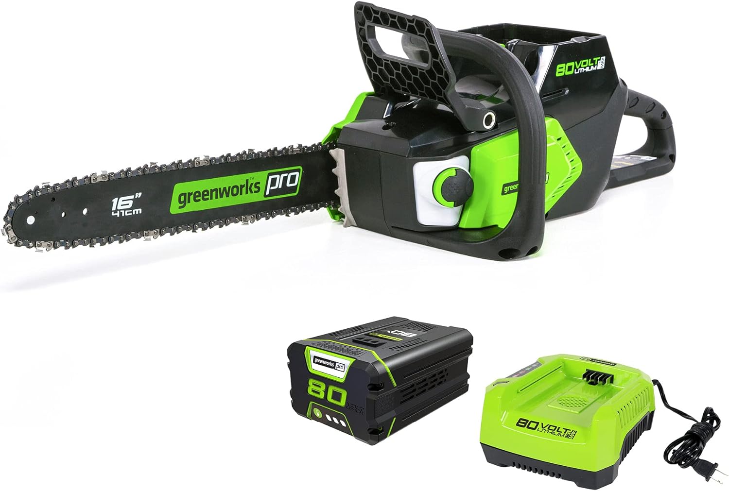 Greenworks Pro 80V 16" Brushless Cordless Chainsaw, 2.5Ah Battery and Charger Included CS80L2512