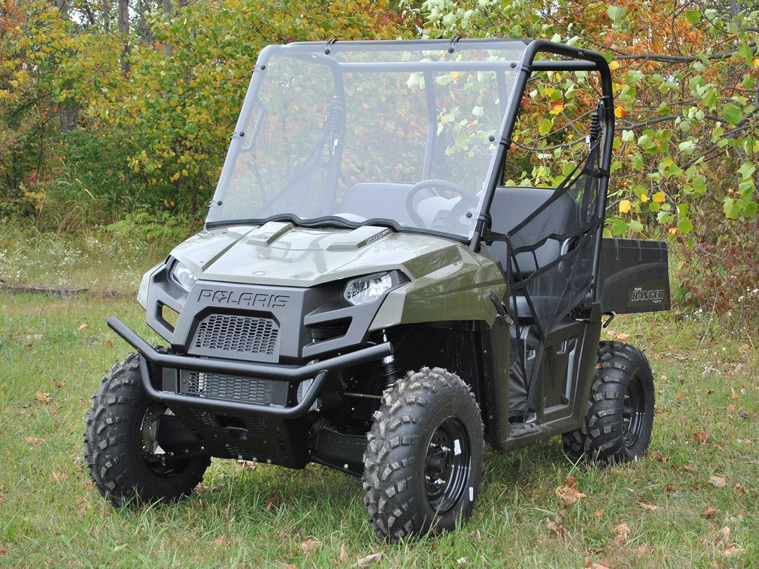 SuperATV Heavy-Duty Full Windshield for 2010-2014 Polaris Ranger Midsize 400 | 1/4” Clear Polycarbonate 250x Stronger Than Glass and 25x Stronger Than Acrylic | Snug, Rattle-Free Fit | USA Made!