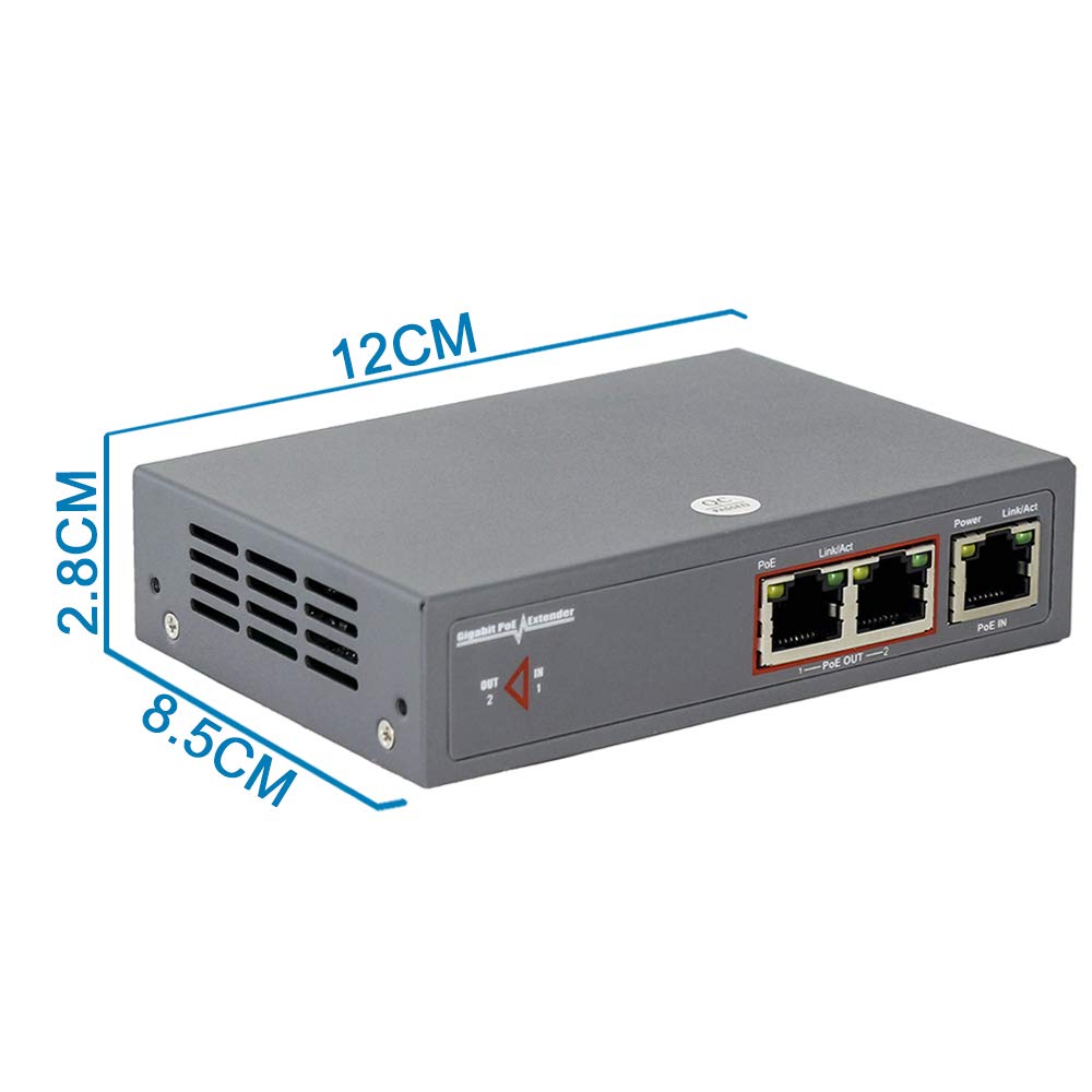POE Extender Ethernet 2 Port Cat5e/6 Gigabit 30W, CENTROPOWER POE+ Extender Network Repeater Compliant IEEE 802.3af/at for POE Switch/Injector