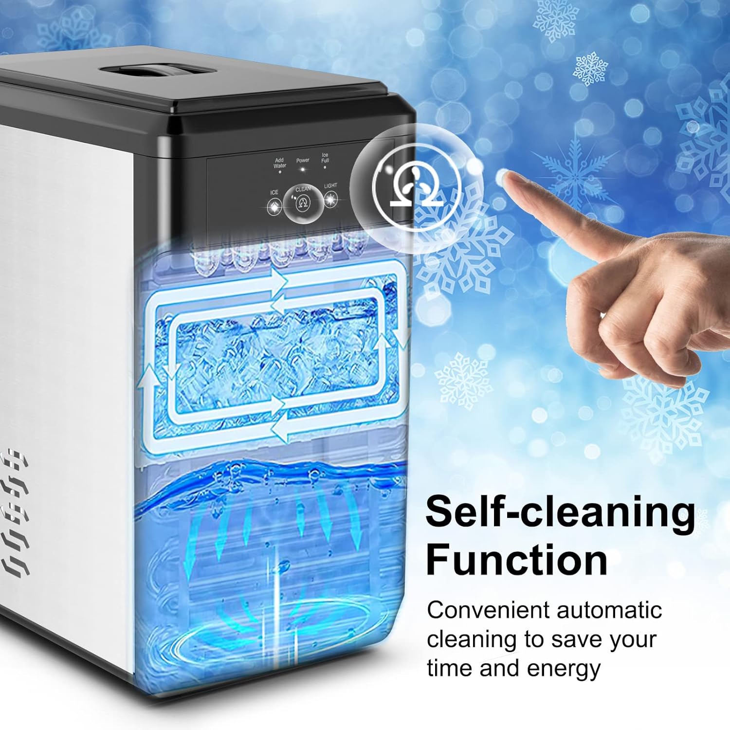 COSTWAY Nugget Ice Machine, 44 LBS Per Day, Built in Self-Cleaning Function, Intelligent Control Panel, Compressor, Include Ice Scoop, Portable and Compact Countertop Ice Maker for Party, Kitchen