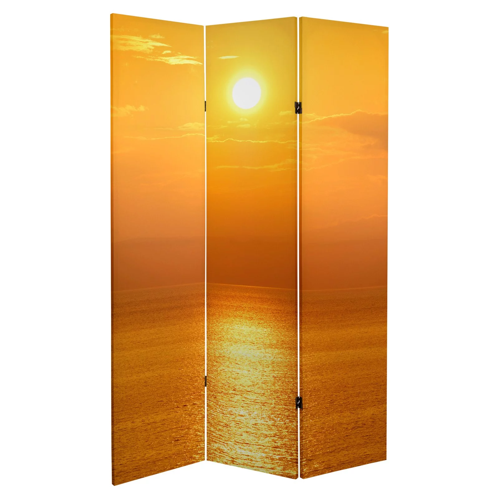 Oriental Furniture 6 ft. Tall Double Sided Sunrise Room Divider - 3 Panel