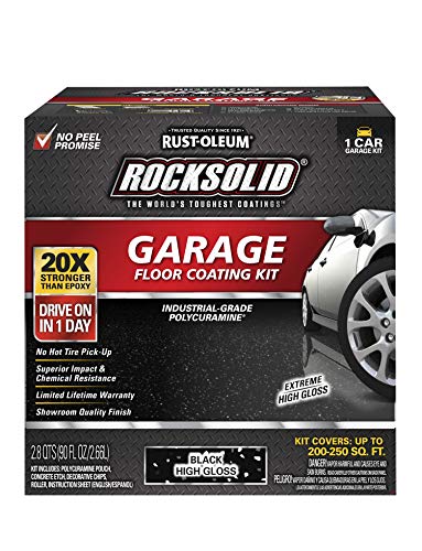 Rust-Oleum 293513 RockSolid Polycuramine Garage Floor Coating, 2.5 Car Kit, High Gloss Gray
