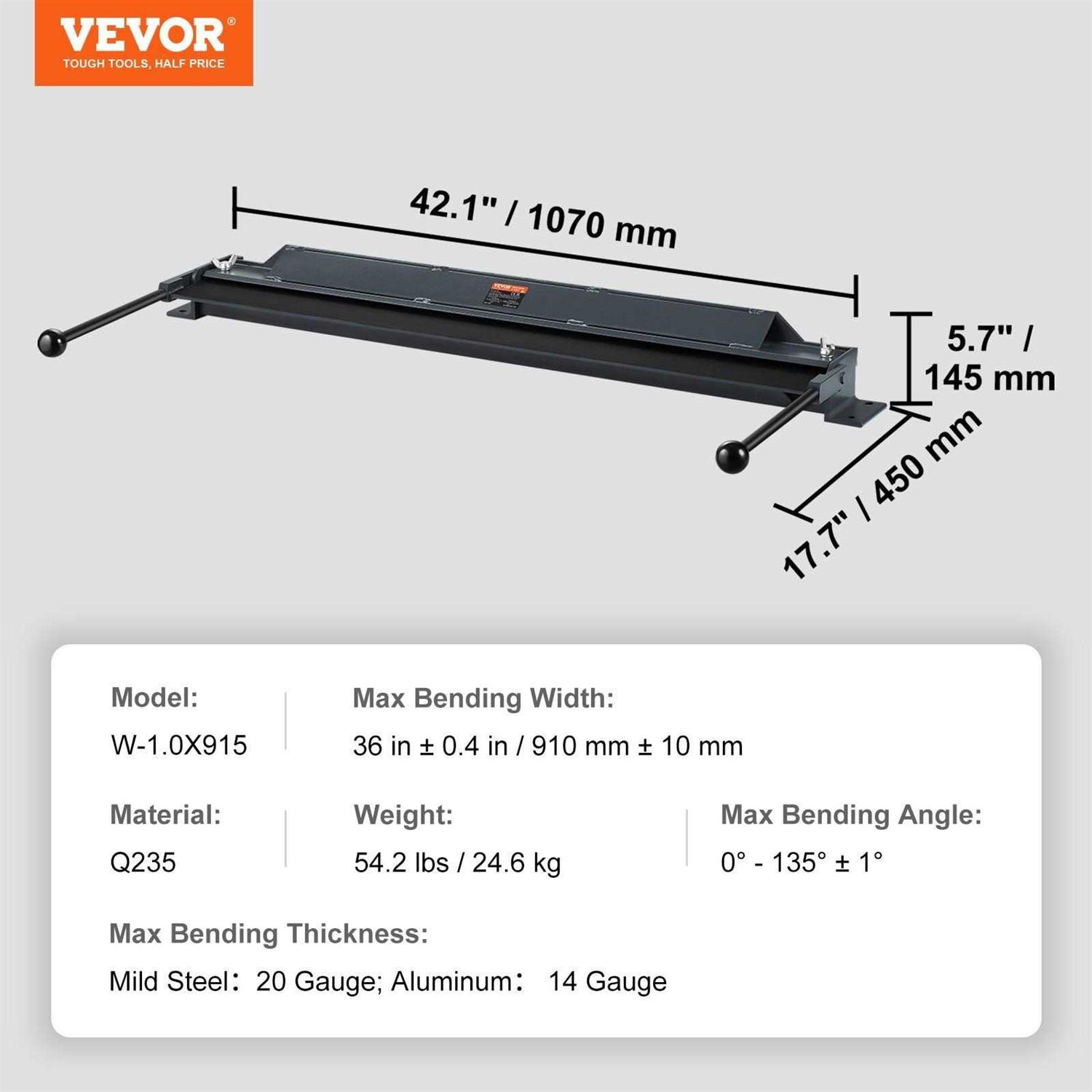 VEVOR Box and Pan Brake,0-130 Degrees Sheet Metal Bending Brake - Shop Hardware Tools Online Store