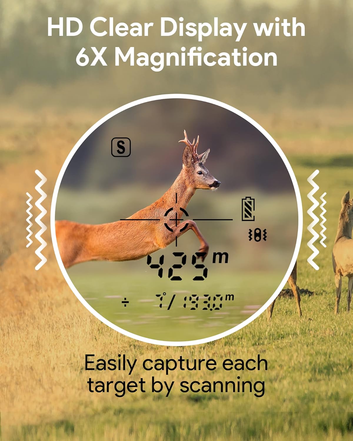 Hunting Rangefinder, Heartgon 1200 Yards Rechargeable Rangefinder for Hunting, 6X Magnification, High-Precision Continuous Scan/Distance/Angle/Speed Waterproof Bowhunting Rangefinder