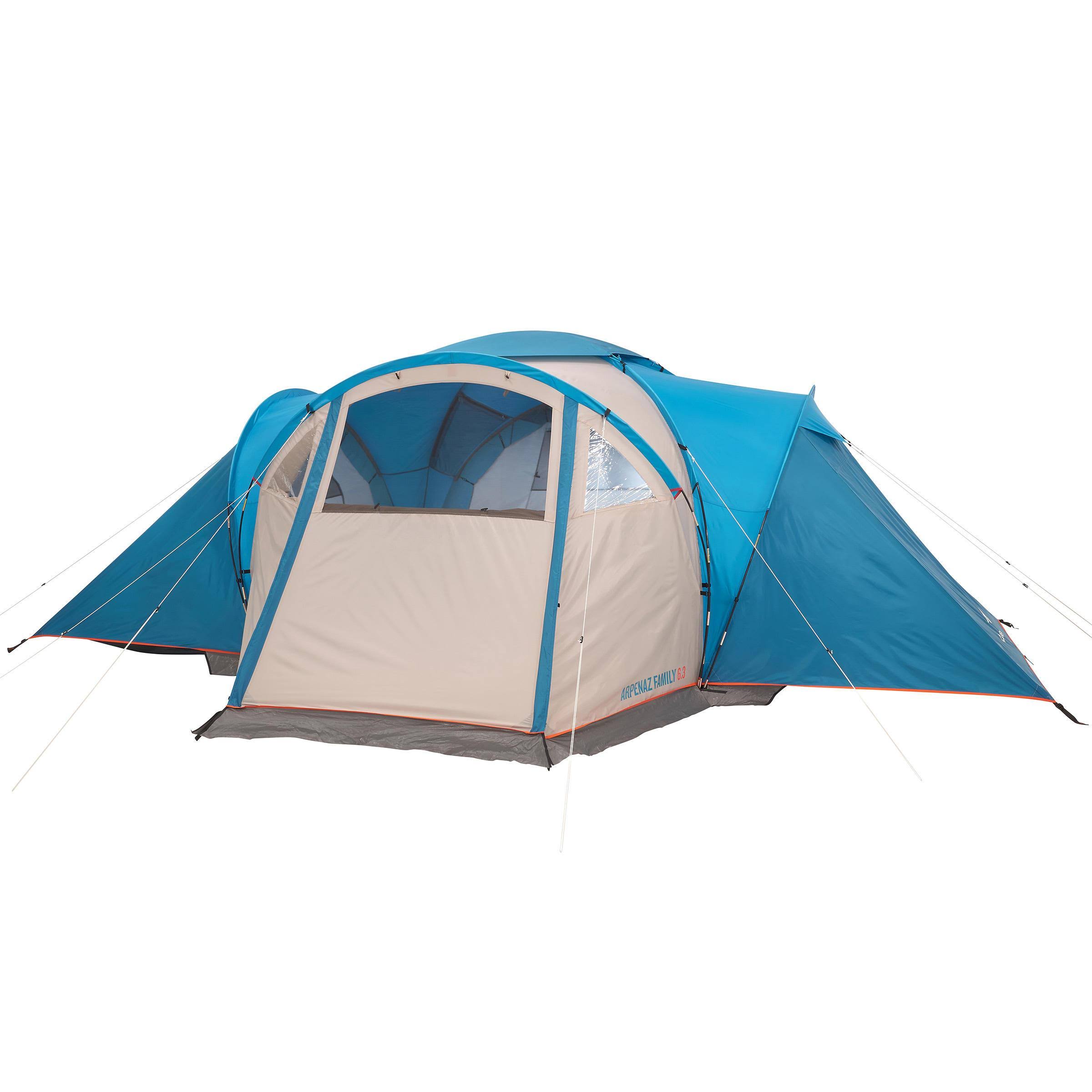 Quechua Arpenaz, Family Camping Tent, 6 Person 3 Room in Blue
