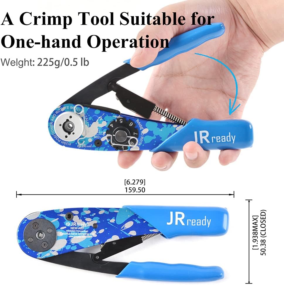 JRready ST2119-AS2 Eight Indent Crimping Tool KIT M22520 2 01 series crimper with 37 Positioner and GO NO GO GAUGE G125 for Aviation Aerospace and miniature electrical connector