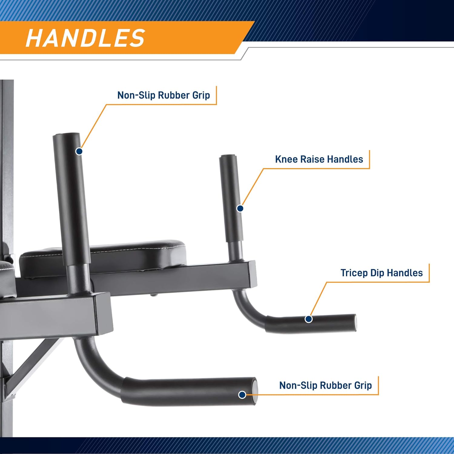 Marcy Power Tower Multi-Grip Pull Up & Dip Station VKR Home Gym TC-3515 BLACK, 74 pounds