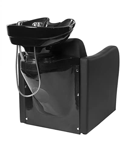 Buy-Rite Lexus Backwash Unit - Salon Shampoo Chair & Tilting Porcelain Shampoo Bowl, European Style Single Handle Faucet, Extra Wide Seat and Kick-Out Leg Rest, TS-8018B