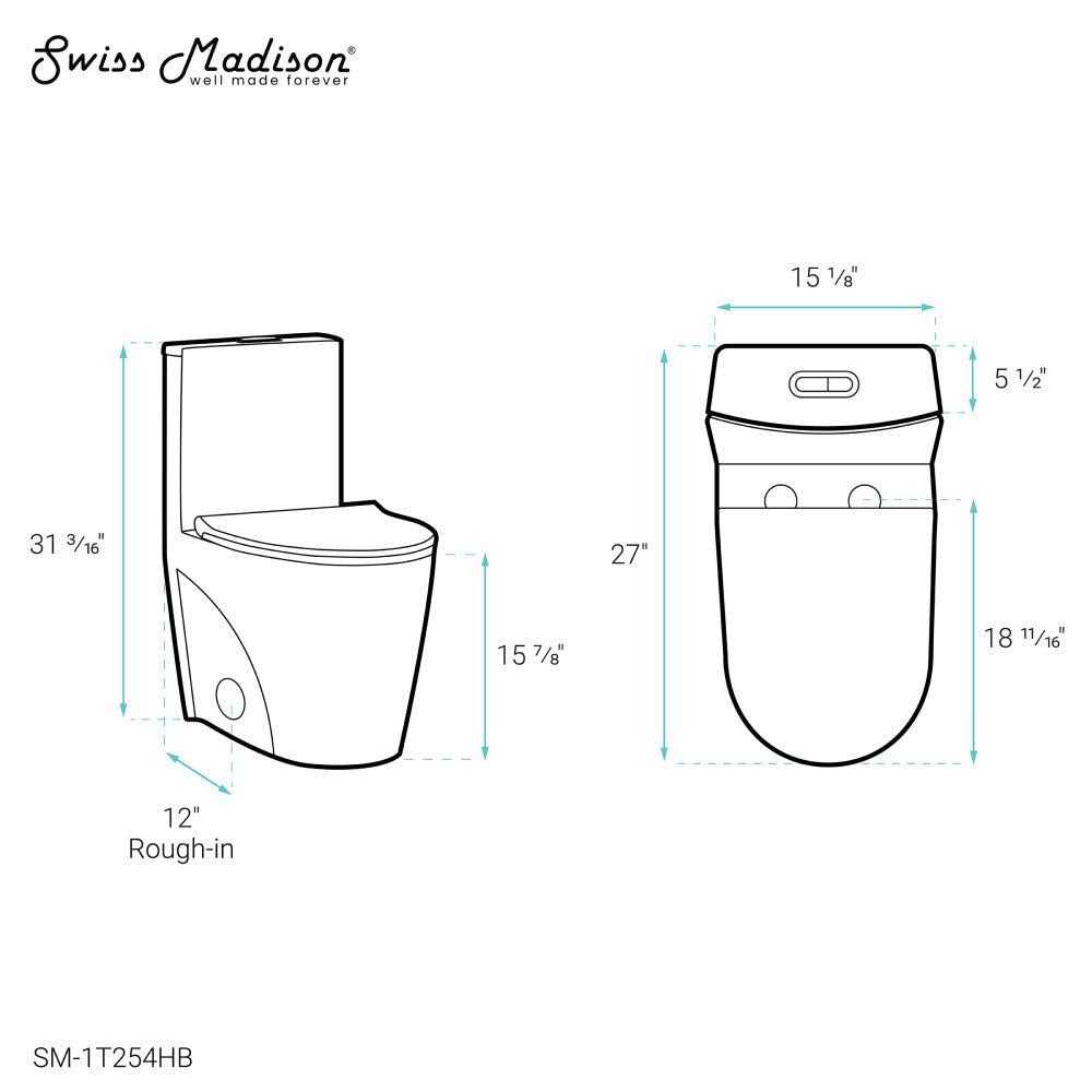 Swiss Madison St. Tropez One Piece Elongated Toilet Dual Vortex Flush SM-1T254HB - Shop Hardware Tools Online Store