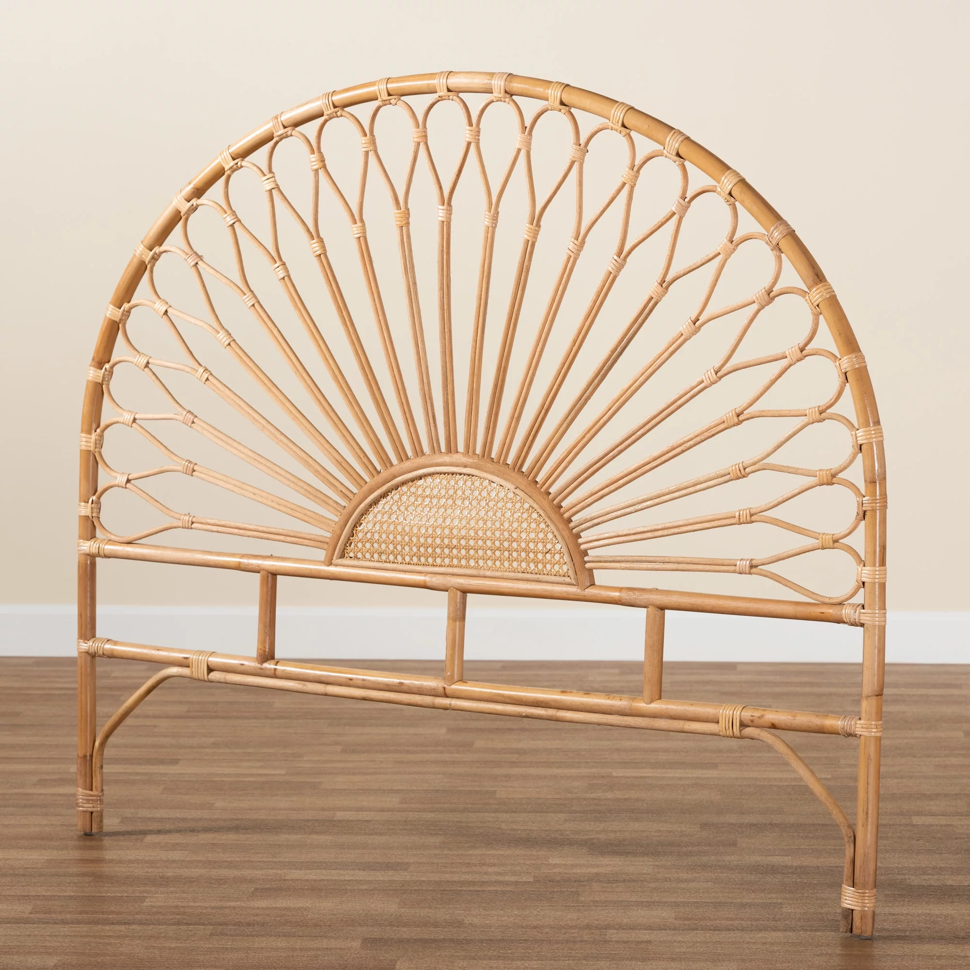 bali & pari Perenna Rattan BOHO Headboard, King Size, Natural Brown