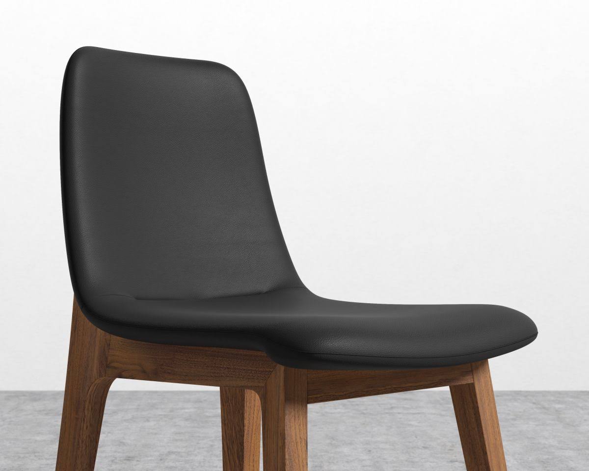 Leather Dining Chair - Aubrey Side Chair - Monaco Black - Black - Nat