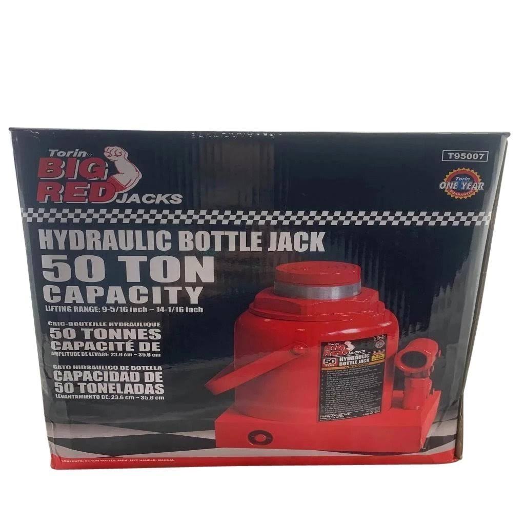 Torin Big Red 50 Ton Capacity Heavy Duty Hydraulic Industrial Steel Bottle Jack