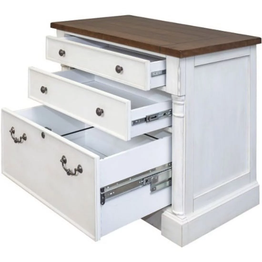 Martin Furniture Durham 3 Rustic Wood Locking Legal/Letter File Drawer White