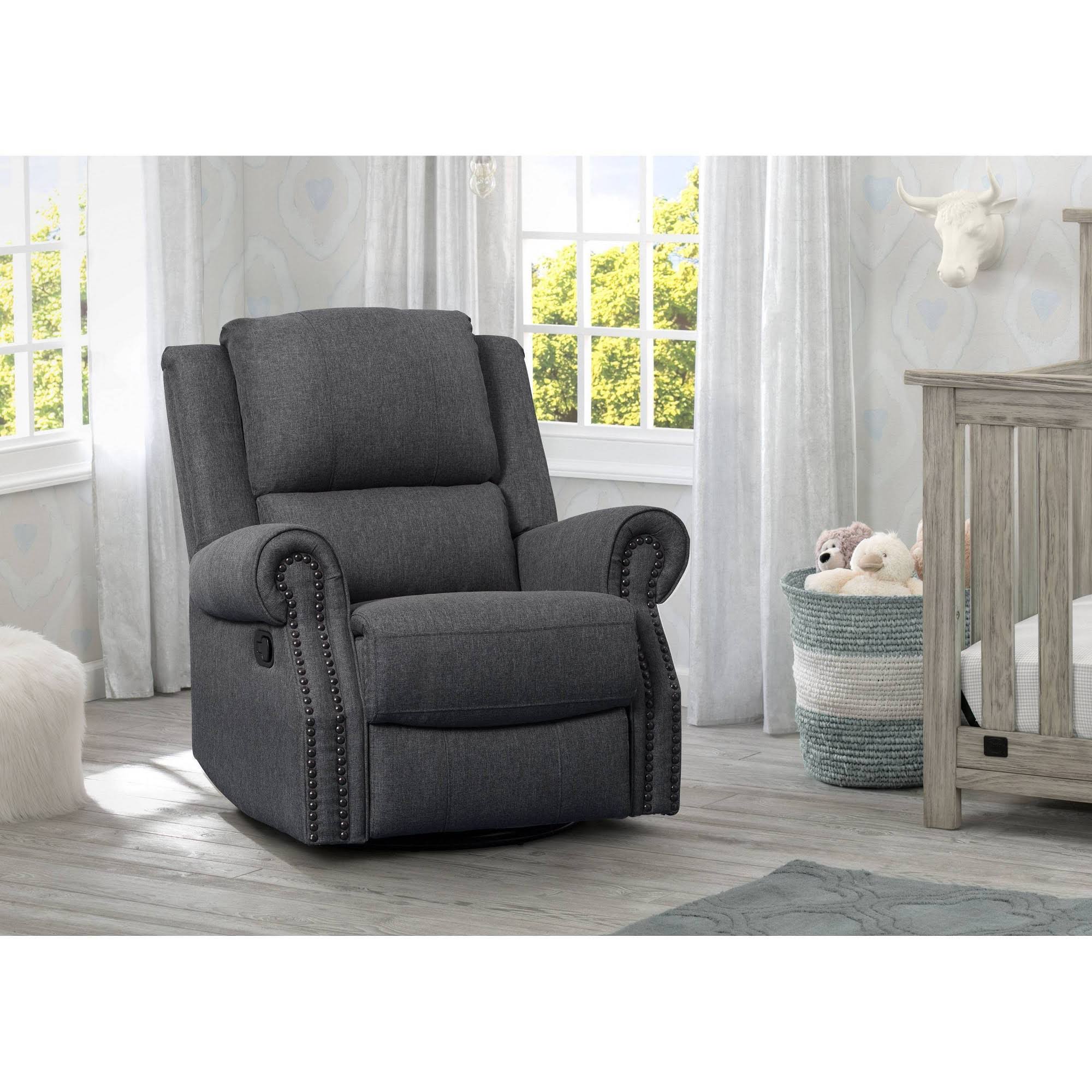 Delta Children Dylan Nursery Recliner Glider Swivel Chair - Charcoal