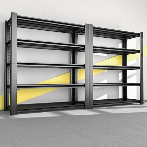 5-Tier Garage Shelving Heavy Duty, 3000 LBS Capacity Metal Storage Rack 76" H x 60" W x 24" D, Adjustable Steel Shelves Unit for Garage, Warehouse, Basement, Pantry, Workshop.1 Pack