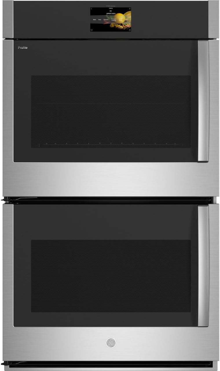 GE Profile PTD700LSNSS 30" Left Hinge Double Wall Oven with 10 cu. ft. Total Capacity Self-Clean True European Convection Wi-Fi and 4 Racks in Stainless Steel