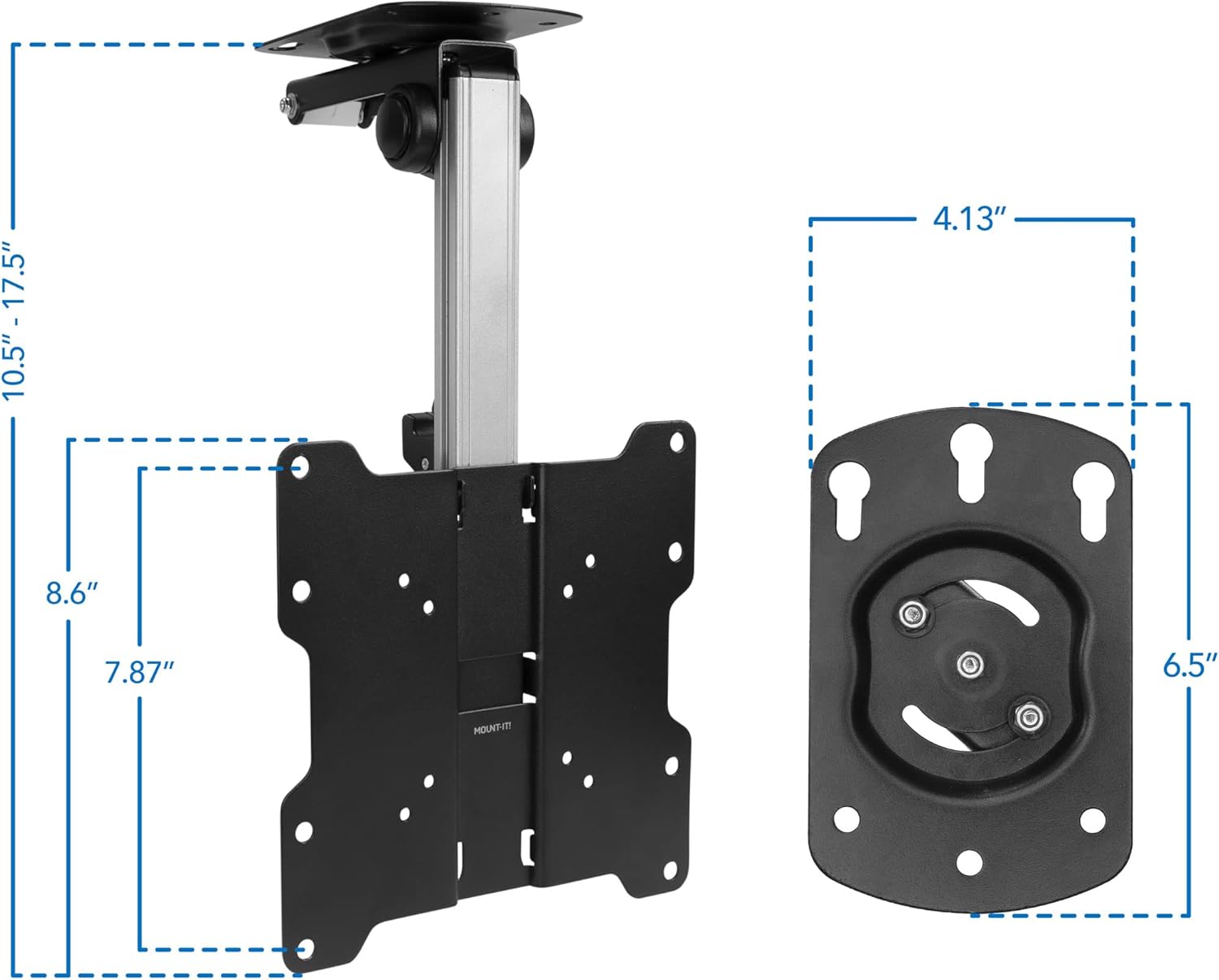 Mount-It! Flip Down TV and Monitor Mount | Ceiling Kitchen Overhead and Under Cabinet Mount | Fits Flat Screens 13 15 17 19 21.5 24 27 32 37 Inches | VESA Compatible 75 - 200 | Height Adjustable