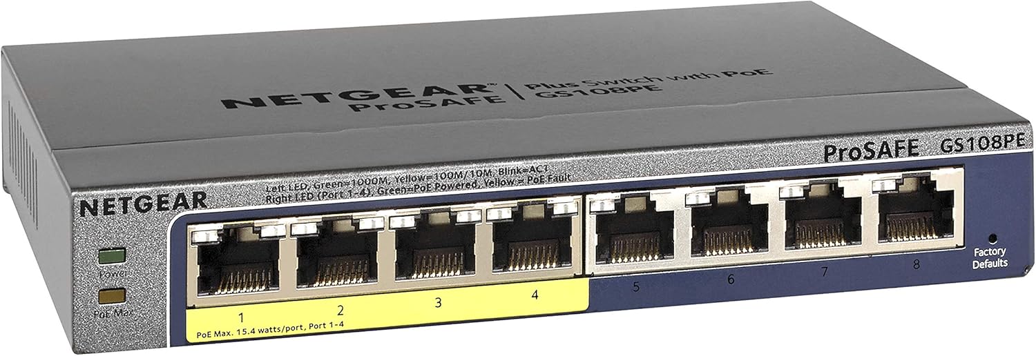 NETGEAR 16-Port Gigabit Ethernet Unmanaged PoE Switch (GS116PP) - with 16 x PoE+ @ 183W, Desktop, Wall Mount or Rackmount, and Limited Lifetime Protection