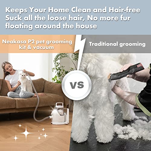 Neakasa by neabot P2 Pro Dog Grooming Kit, Dog Clippers Vacuum Suction 99% Hair, Pet Grooming with 5 Proven Grooming Tools, 2L Large-capacity Easy Empty Dustbin for Dogs Cats Animals